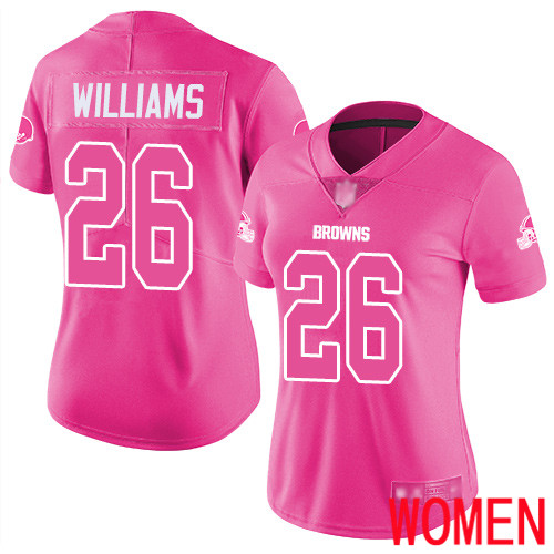 Cleveland Browns Greedy Williams Women Pink Limited Jersey #26 NFL Football Rush Fashion->women nfl jersey->Women Jersey